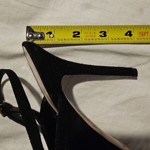 KATE SPADE ♠️ size 7 Black Suede ⚫️ cross-strap slingback open-toe stiletto 4in - Picture 8 of 8